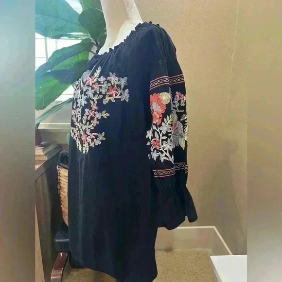 Free People fleur de Jour black embroidered boho mini dress - Picture 3 of 12